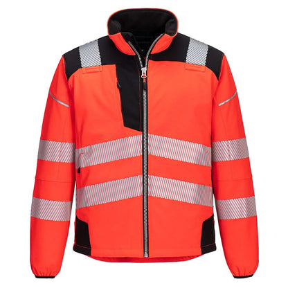 Pw3 Hi Vis Softshell (3 L) T402 - Red Black - Customisable Softshell Jackets