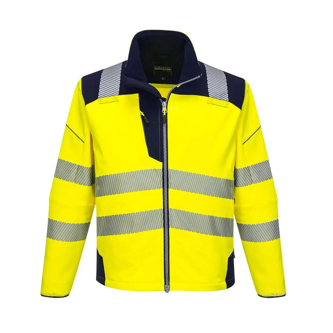 Pw3 Hi Vis Softshell (3 L) T402 - Yellow Navy - Customisable Softshell Jackets