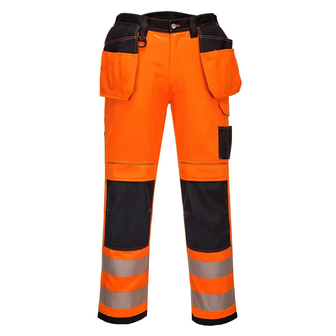 Pw3 Hi Vis Holster Pocket Work Trousers T501 - Orange Black - Customisable Holster Trousers