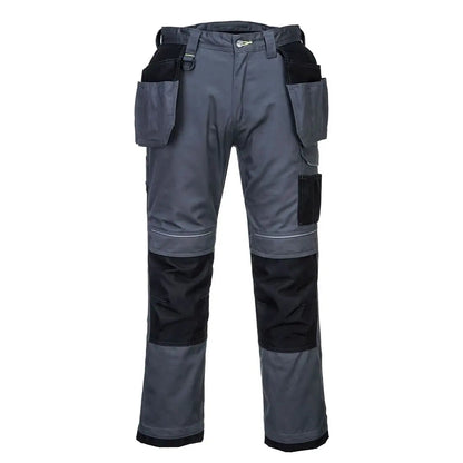 Pw3 Holster Work Trousers T602 - Zoom Grey Black Short - Customisable Work Trousers