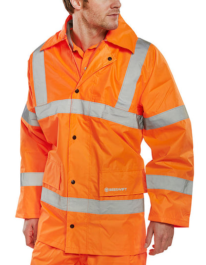 Beeswift Hi Vis Lightweight Jacket Tj8 - Orange - Customisable Jacket