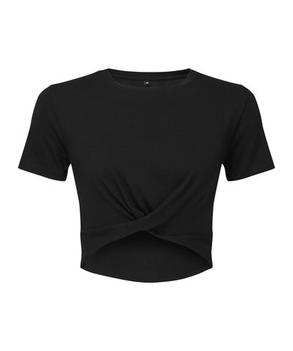TriDri Tridri WomenS Twist Crop Top TR068 - Black - Customisable T-Shirt