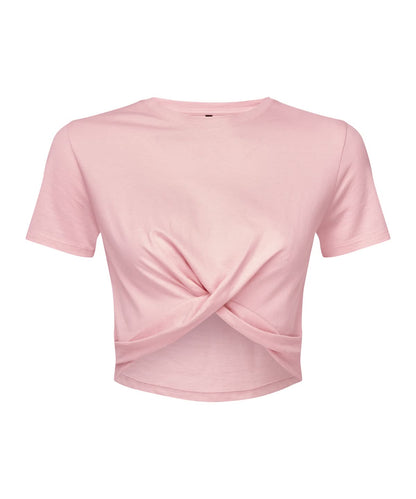 TriDri Tridri WomenS Twist Crop Top TR068 - Light Pink - Customisable T-Shirt