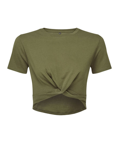 TriDri Tridri WomenS Twist Crop Top TR068 - olive - Customisable T-Shirt