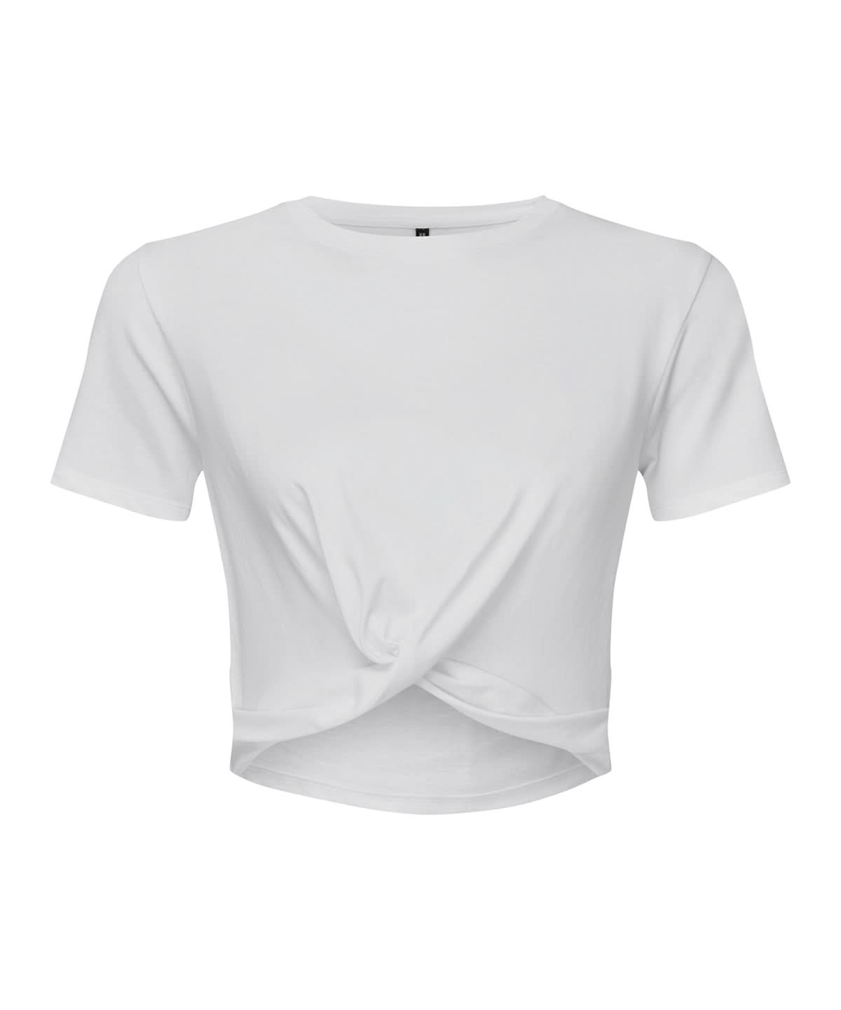 TriDri Tridri WomenS Twist Crop Top TR068 - White - Customisable T-Shirt