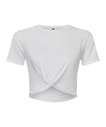 TriDri Tridri WomenS Twist Crop Top TR068 - White - Customisable T-Shirt