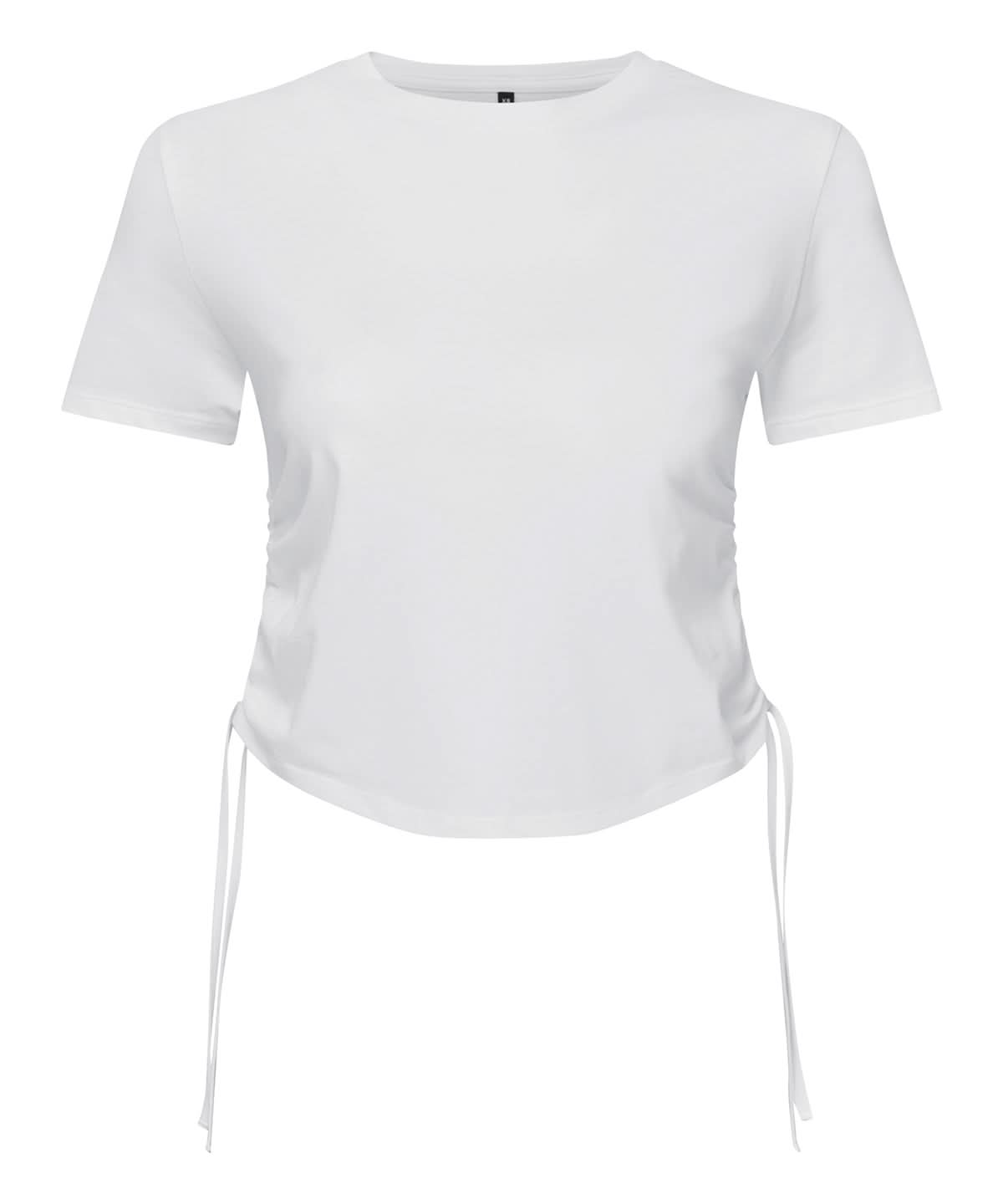 TriDri Tridri WomenS Ruched Crop Top TR069 - White - Customisable T-Shirt