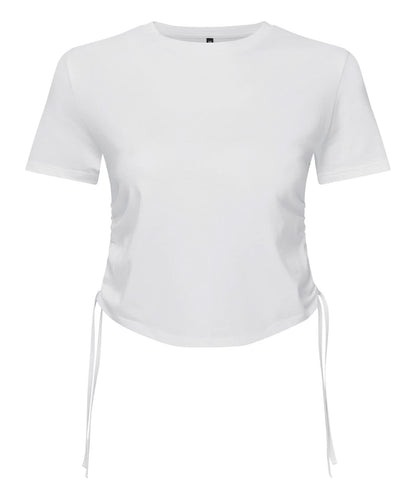 TriDri Tridri WomenS Ruched Crop Top TR069 - White - Customisable T-Shirt