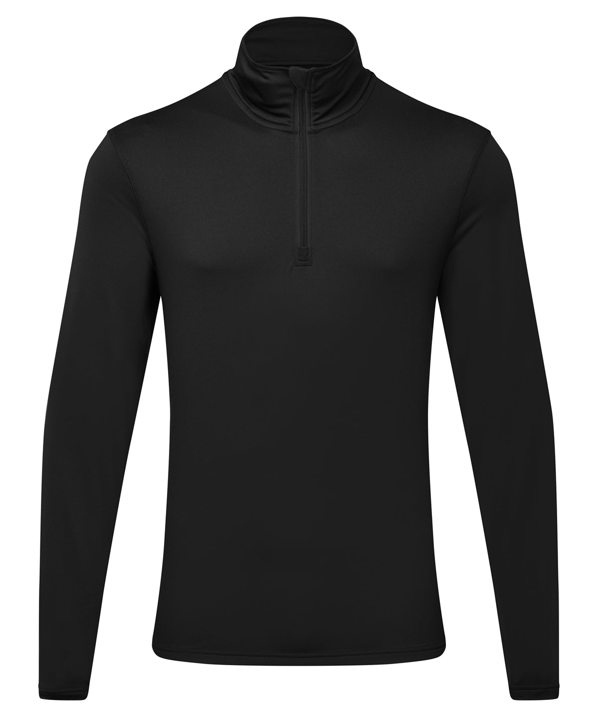 Recycled Long Sleeve Brushed Back Zip Top - TR111 - Black Black XL - Customisable Sports Overtops