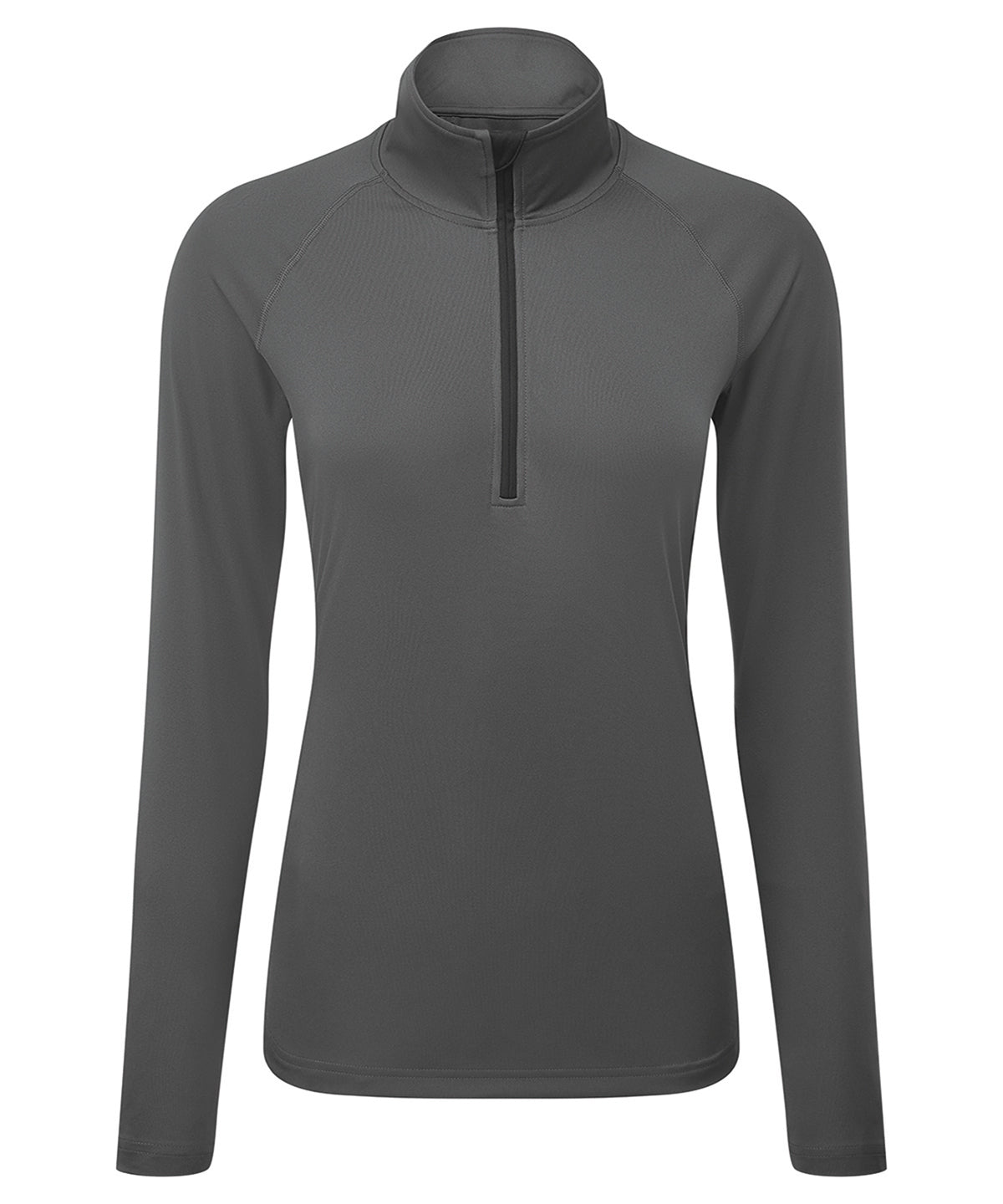 WomenS Long Sleeve Performance Zip - TR120 - Charcoal Black - Customisable Sports Overtops