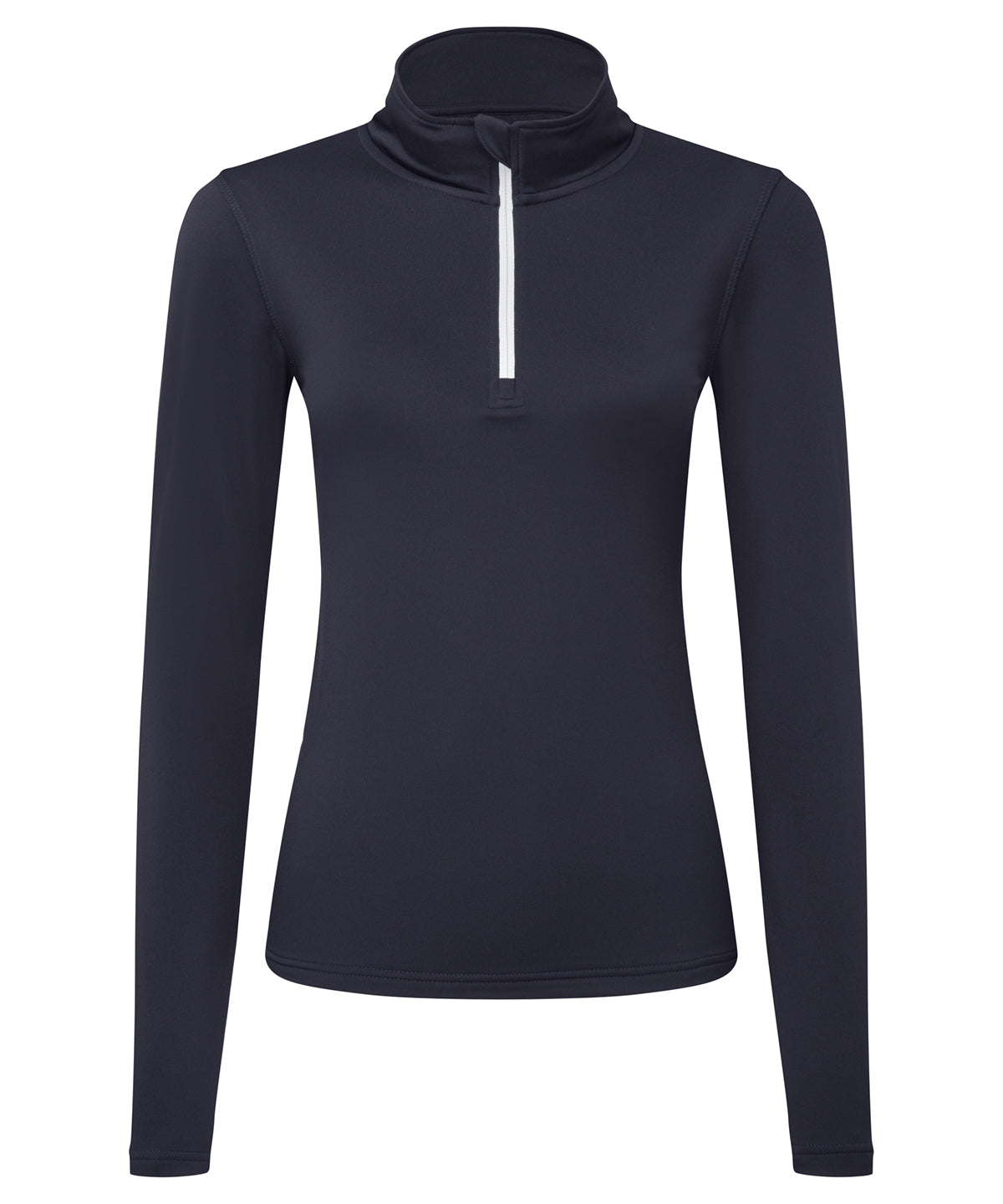 WomenS Recycled Long Sleeve Brushed Back Zip Top - TR121 - French Navy White XS - Customisable Sports Overtops