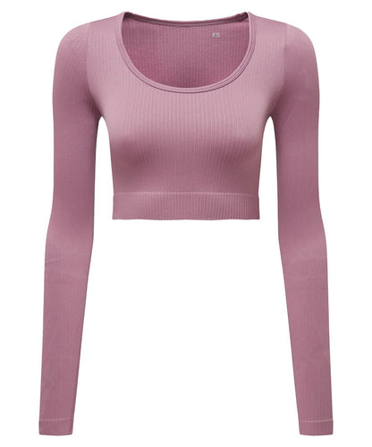 TriDri Tridri Women Ribbed SeamleShort Sleeve 3D Fit Crop Top TR224 - Mauve - Customisable T-Shirt