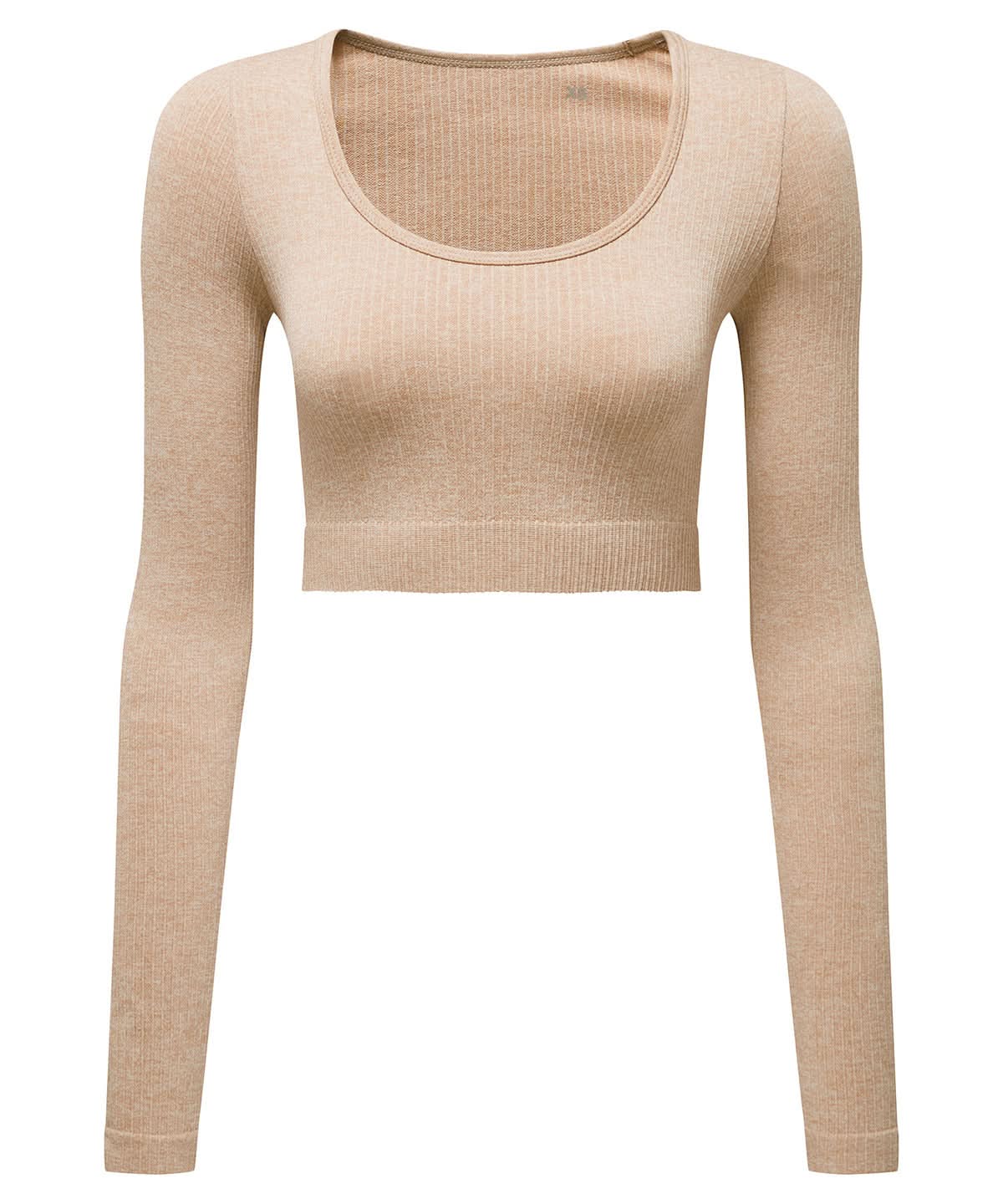 TriDri Tridri Women Ribbed SeamleShort Sleeve 3D Fit Crop Top TR224 - Nude Melange - Customisable T-Shirt