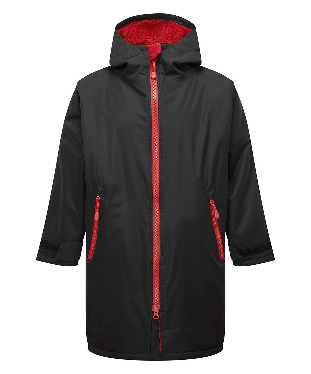 Kids All Seasons Waterproof Changing Robe - TR80B - Black Fire Red - Customisable Robes