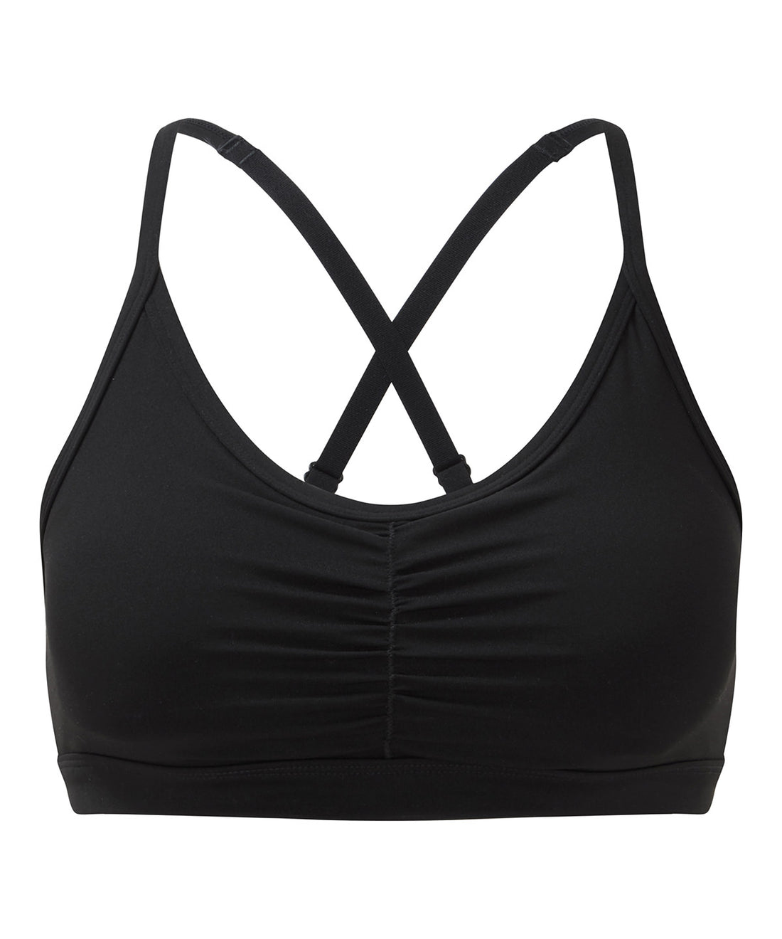 Tridri® ruched sports bra (medium impact) - TR923 - Black - Customisable Bras