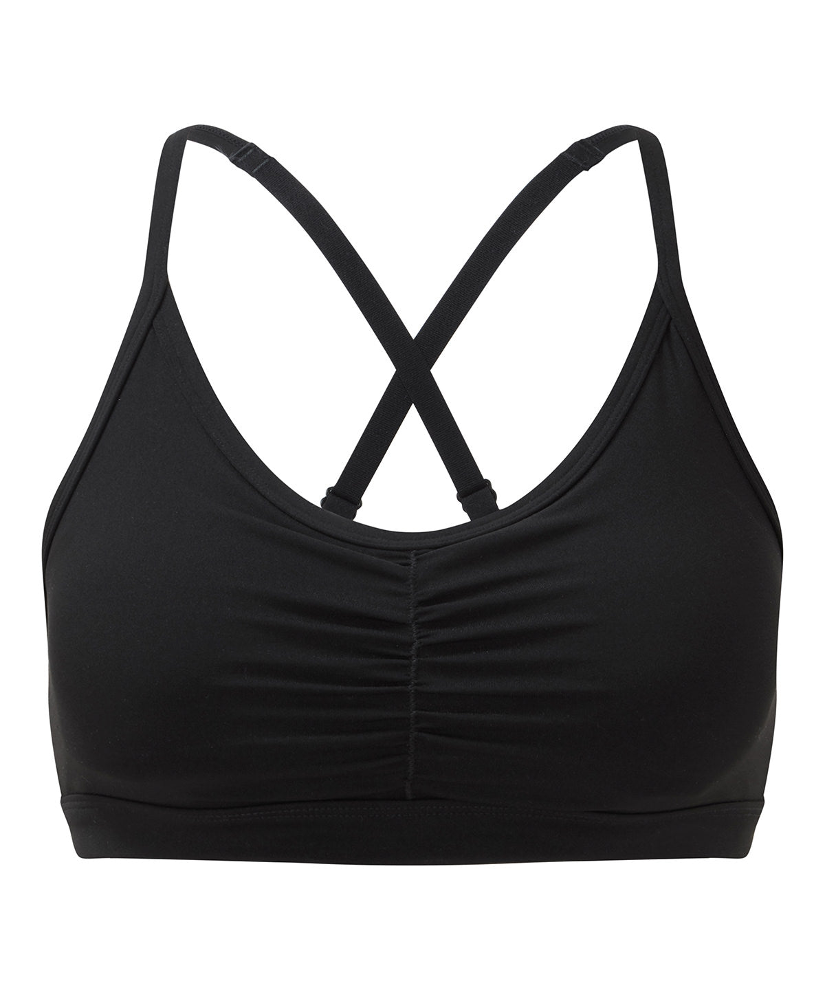 Tridri® ruched sports bra (medium impact) - TR923 - Black - Customisable Bras