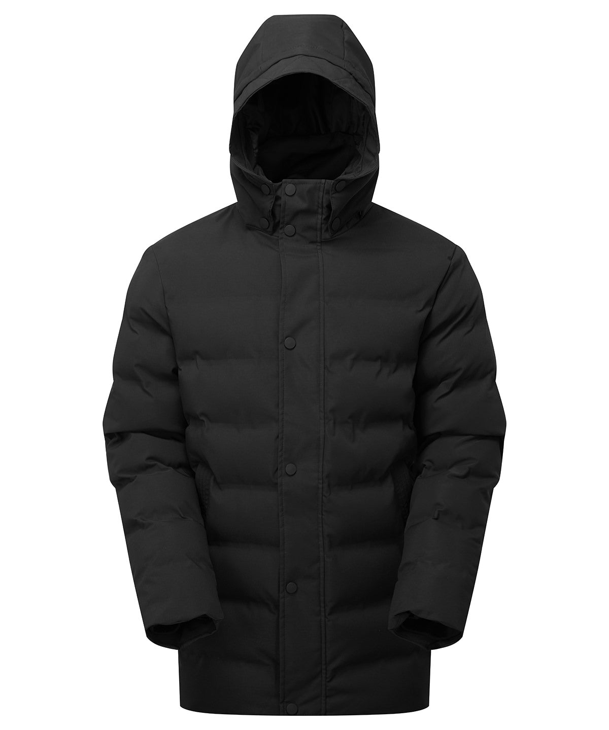 Recycled bonded longline padded jacket - TS008 - Black - Customisable Jackets
