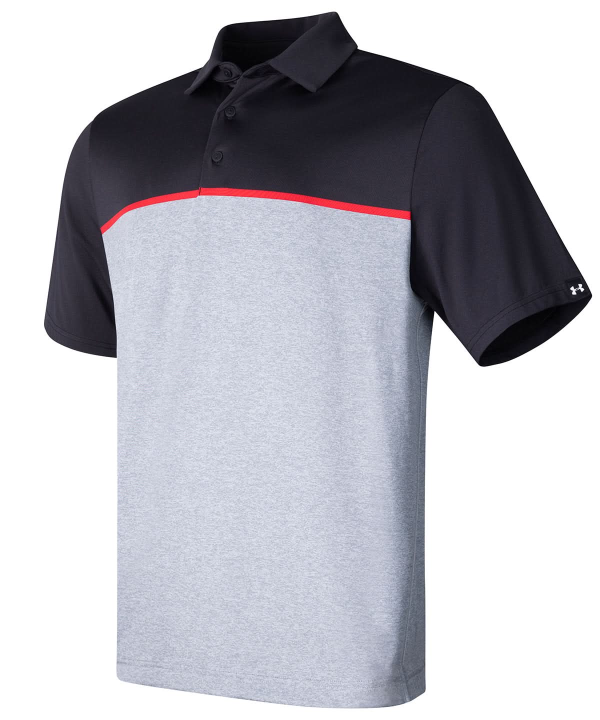 Under Armour Golf Playoff 30 Stripe Polo Lb Edge Lit UG003 - Black Red Black - Customisable Polo Shirts