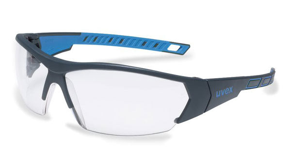 Uvex I-Works Anthracite/Blue Frame Safety Glasses - - Customisable Eye Protection