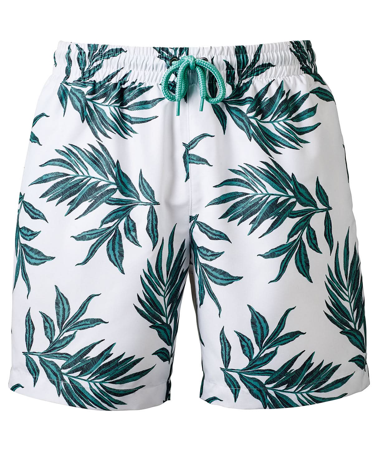 Wombat Mens Swim Shorts WB900 - White Green Leaf - Customisable Shorts
