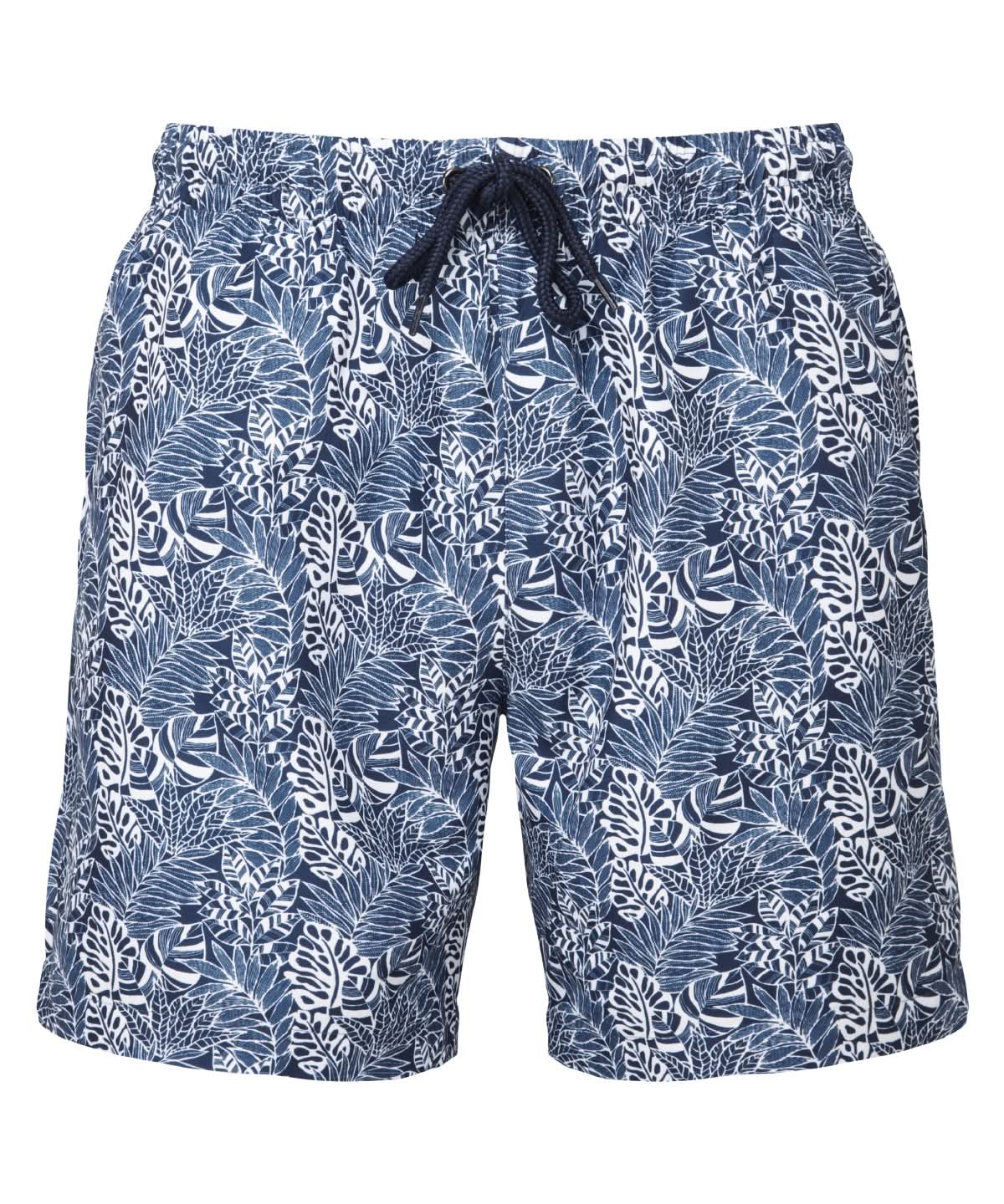 Wombat Mens Swim Shorts WB900 - White Navy Leaf - Customisable Shorts