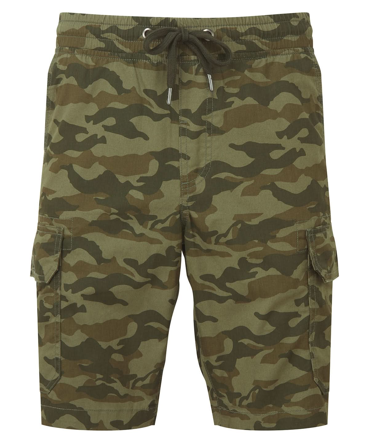 Wombat Mens Camo Cargo Utility Shorts WB906 - Green - Customisable Shorts