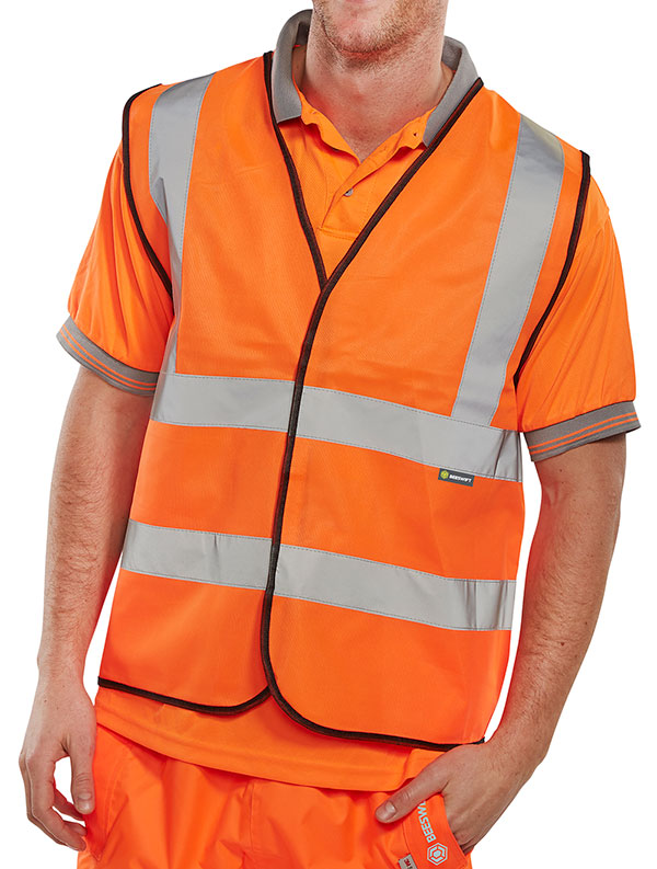 Beeswift Logo Label Beeswift Hi Vis Vest Retail Packaged - BS063 - Orange - Customisable Hi-Vis Vest
