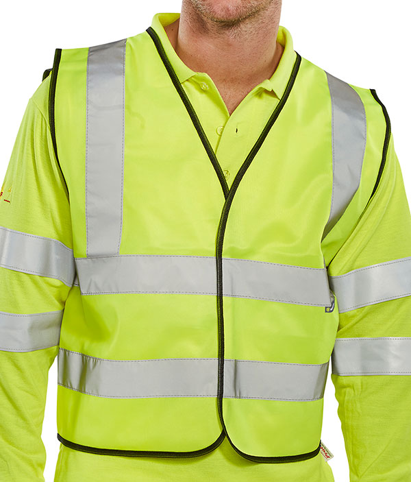 Beeswift Hi Vis Vest Short Length Wcengsh - Saturn Yellow - Customisable Hi-Vis Vest