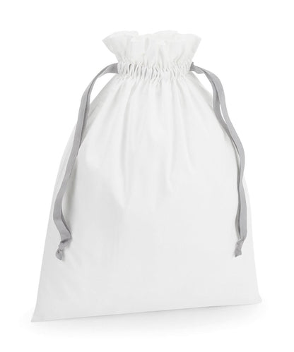 Westford Mill Cotton Gift Bag With Ribbon Drawstring WM121 - Soft White Light Grey - Customisable Bags