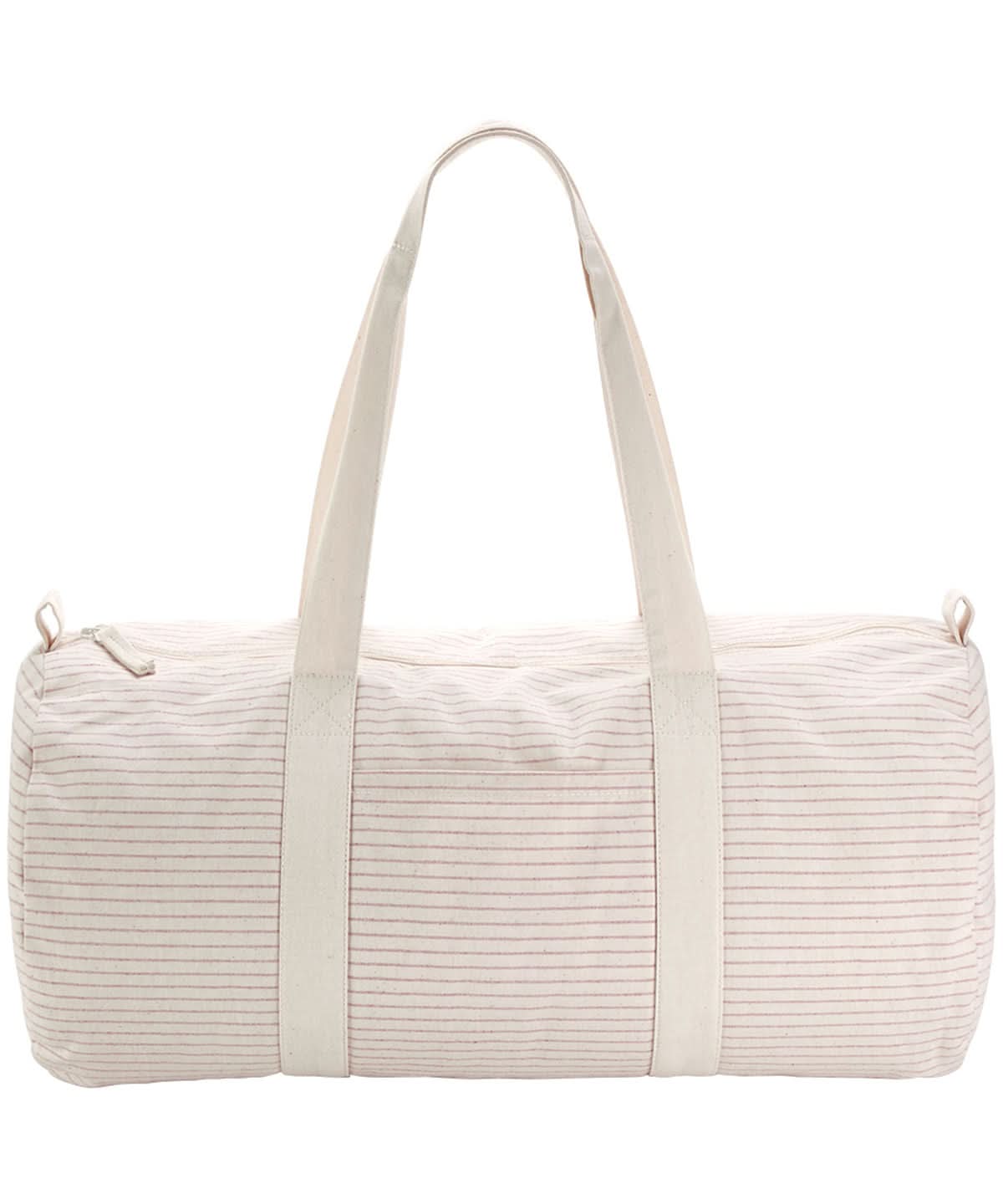 Westford Mill Striped Organic Cotton Barrel Bag WM258 - Red Stripe One size - Customisable Bags