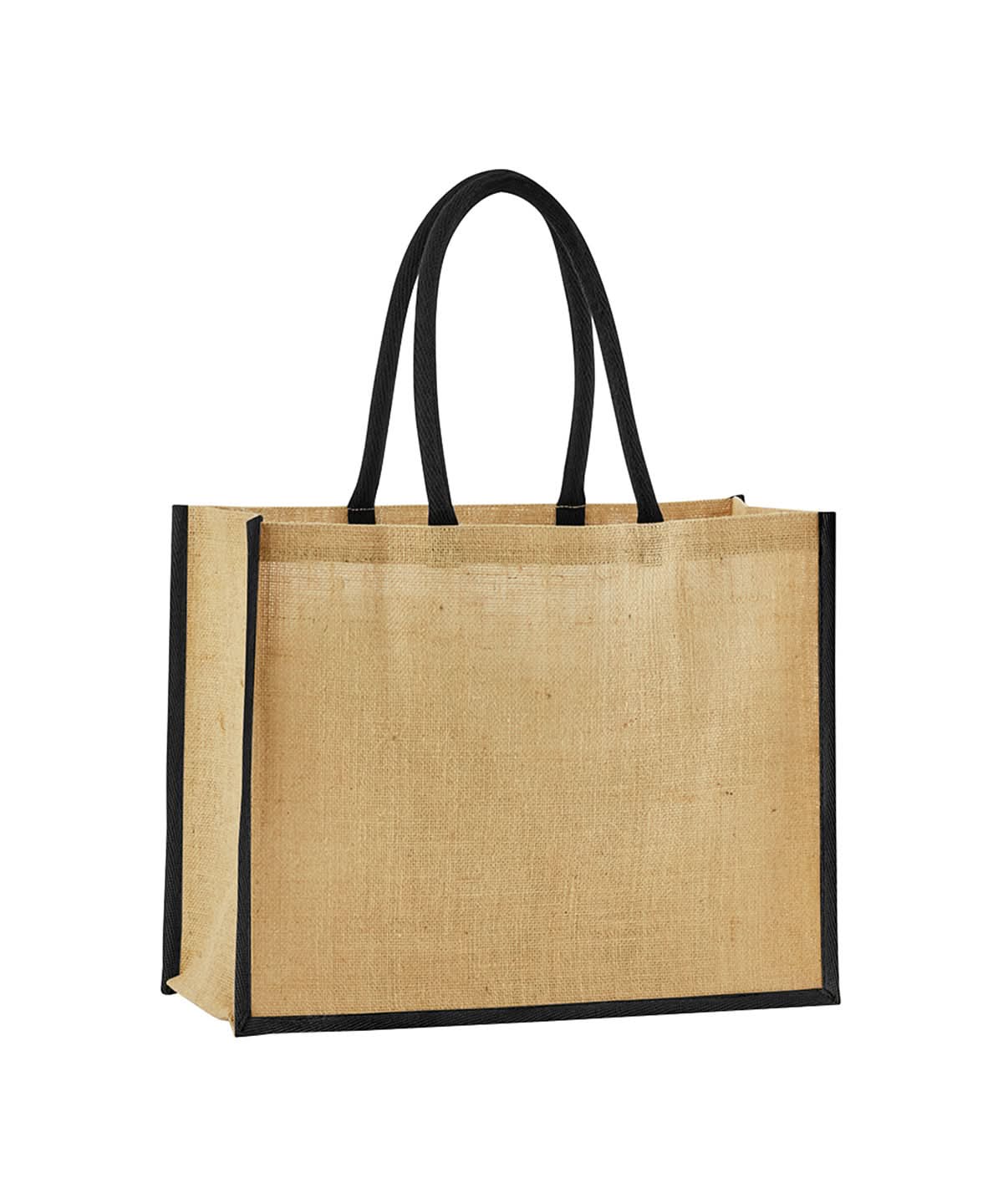 Westford Mill Natural Starched Jute Classic Shopper WM470 - Natural Black One size - Customisable Bags