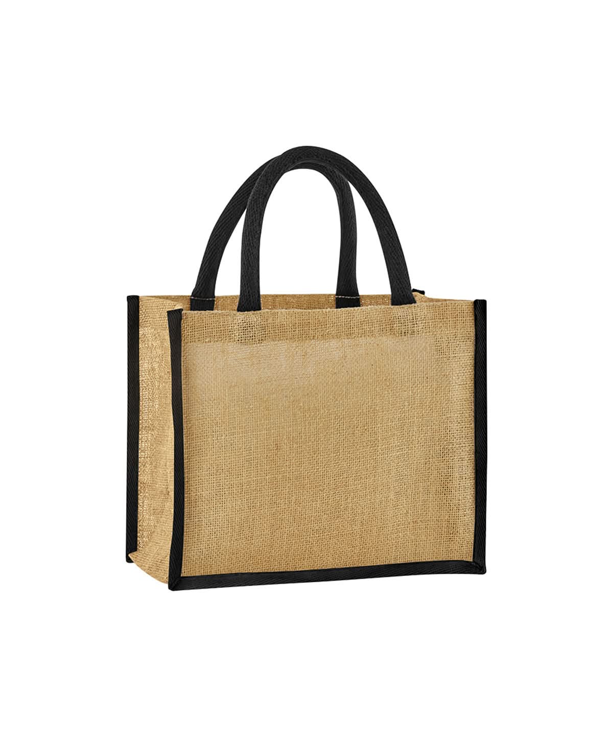 Westford Mill Natural Starched Jute Midi Tote WM473 - Natural Black One size - Customisable Bags