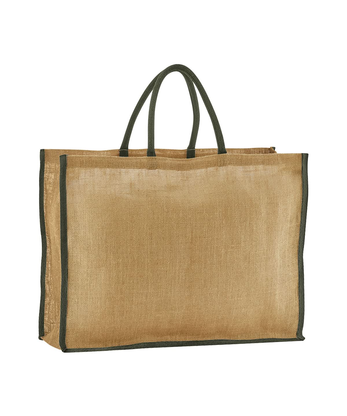 Westford Mill Natural Starched Jute Market Shopper WM475 - Natural Olive Green One size - Customisable Bags