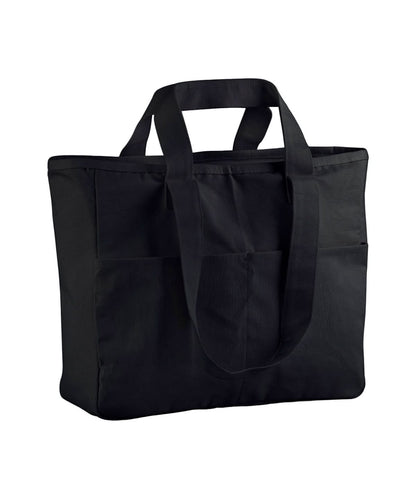 Westford Mill Double Handle Cargo Pocket Tote WM604 - Black One size - Customisable Bags