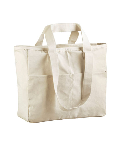 Westford Mill Double Handle Cargo Pocket Tote WM604 - Natural One size - Customisable Bags