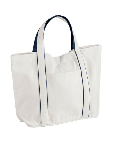Westford Mill Courtside Medium Tote WM950 - Soft White French Navy One size - Customisable Bags