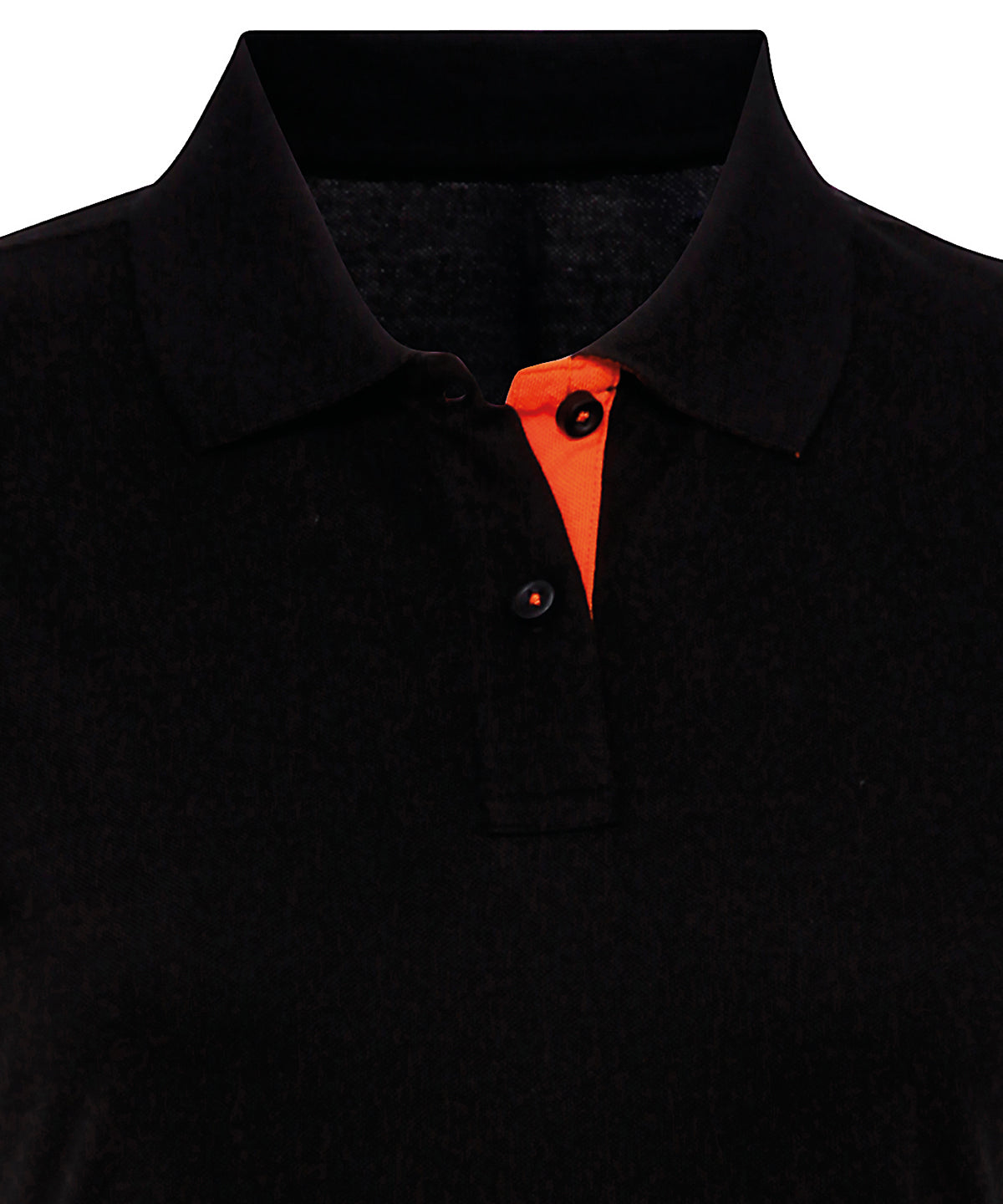 Womens contrast polo - AQ022 - Black Orange - Customisable Polo Shirts