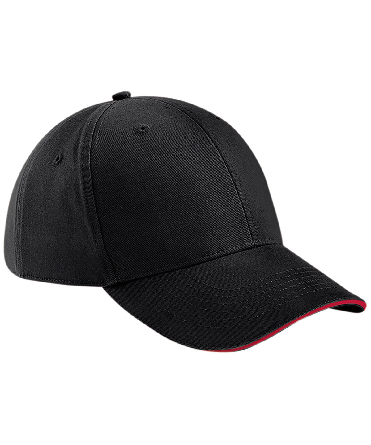Athleisure 6 Panel Cap - B20 - Black Classic Red O S - Customisable Caps