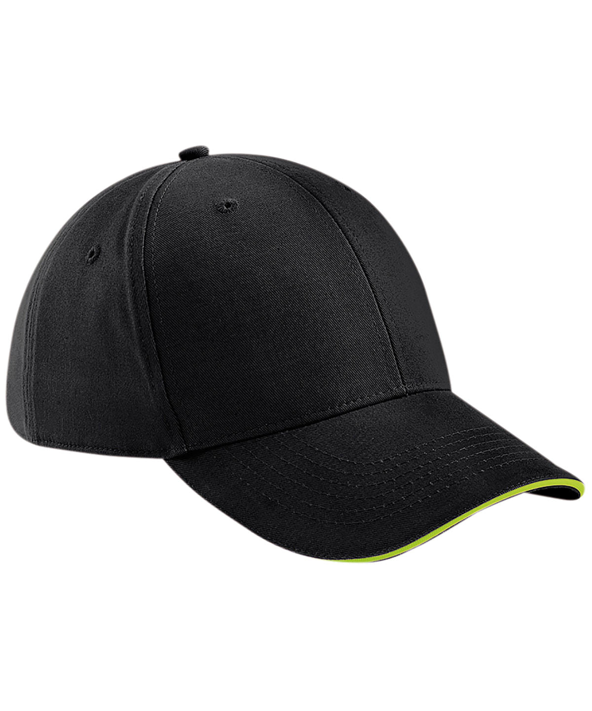 Athleisure 6 Panel Cap - B20 - Black Lime Green O S - Customisable Caps