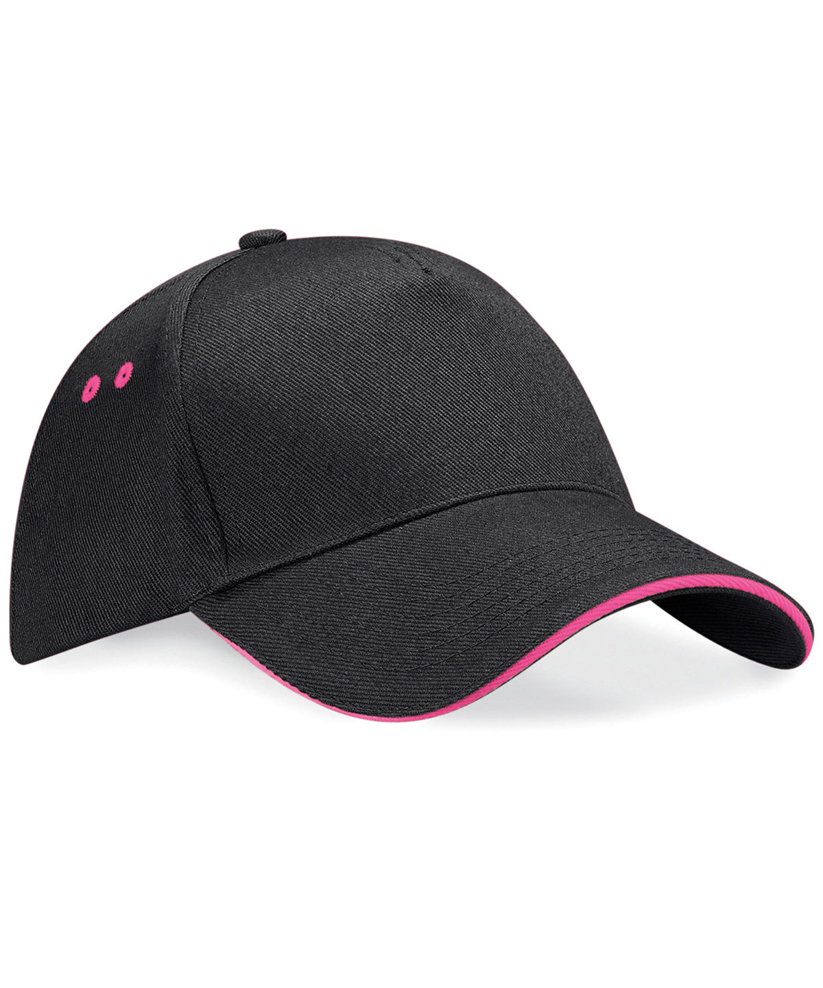 Ultimate Sandwich Peak Cap - B15C - Black Fuchia O S - Customisable Caps