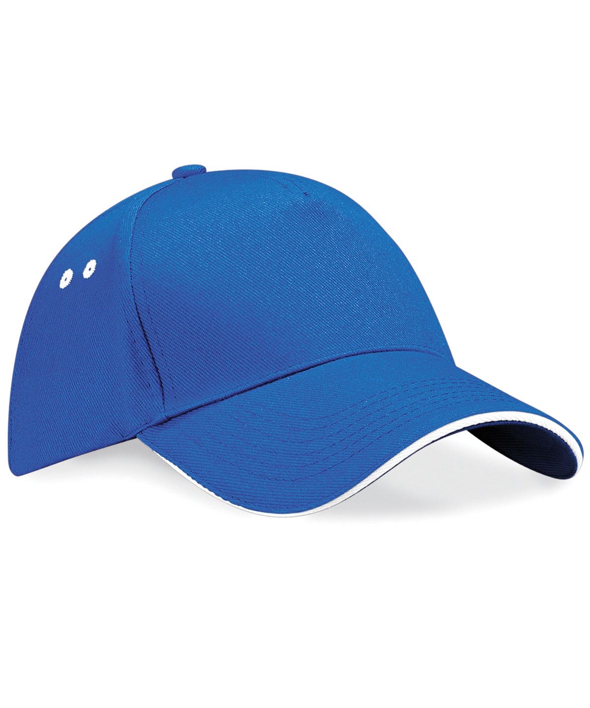 Ultimate Sandwich Peak Cap - B15C - Bright Royal White O S - Customisable Caps