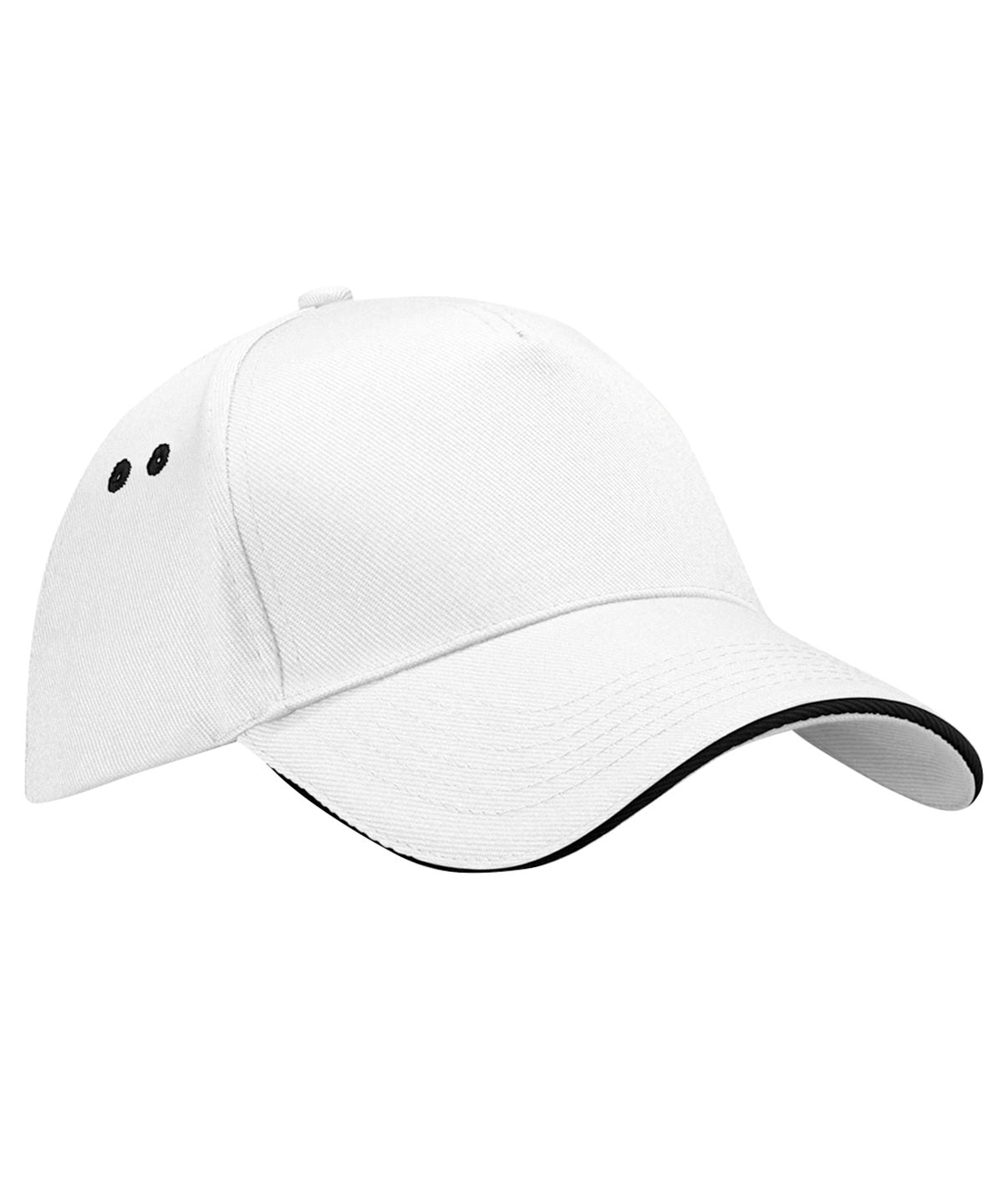 Ultimate Sandwich Peak Cap - B15C - White Black O S - Customisable Caps