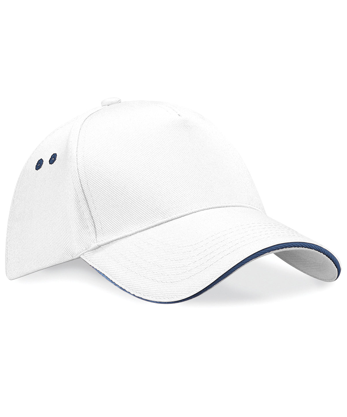 Ultimate Sandwich Peak Cap - B15C - White French Navy O S - Customisable Caps
