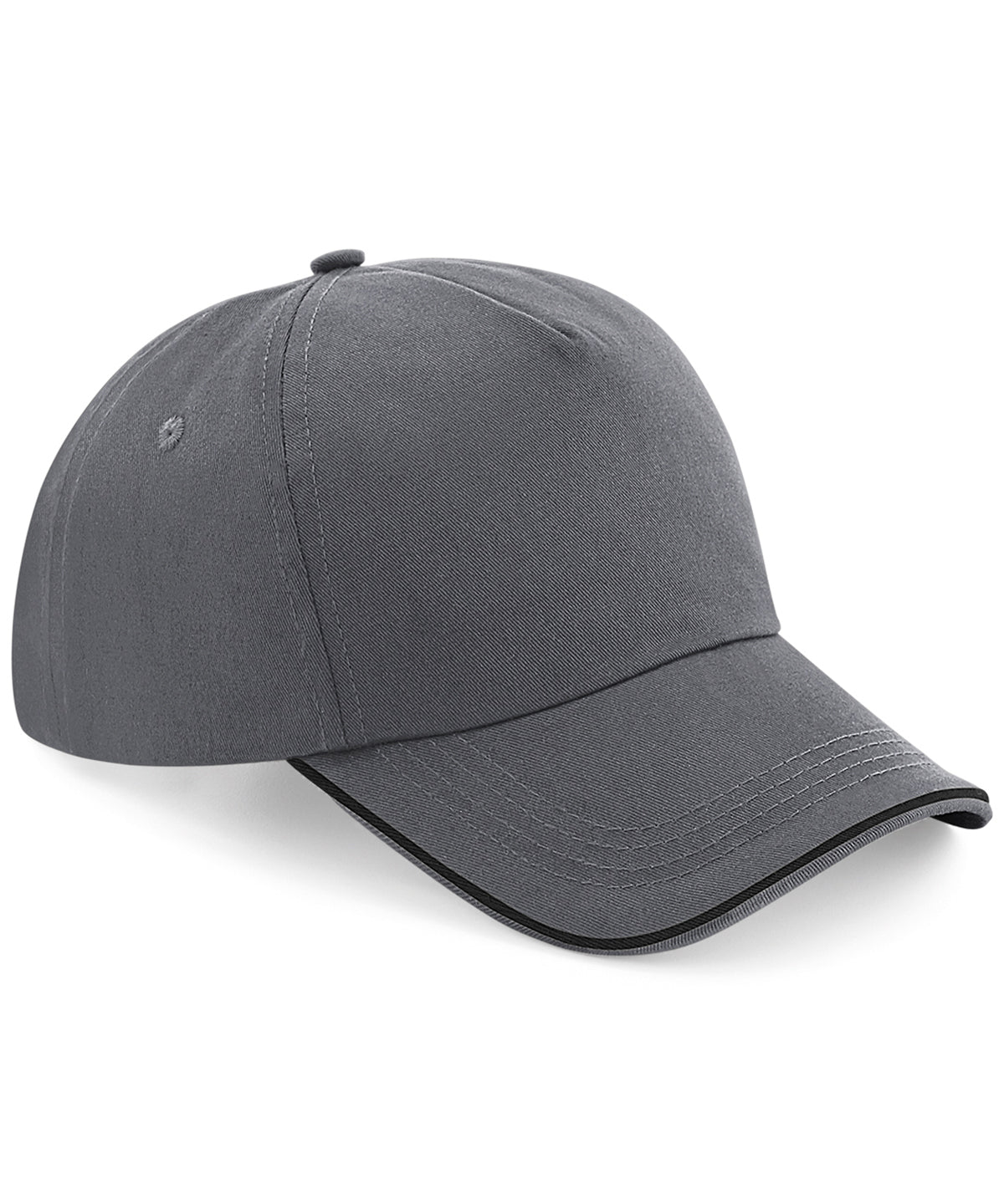 Authentic 5 Panel Piped Peak - B25C - Graphite Grey Black O S - Customisable Caps