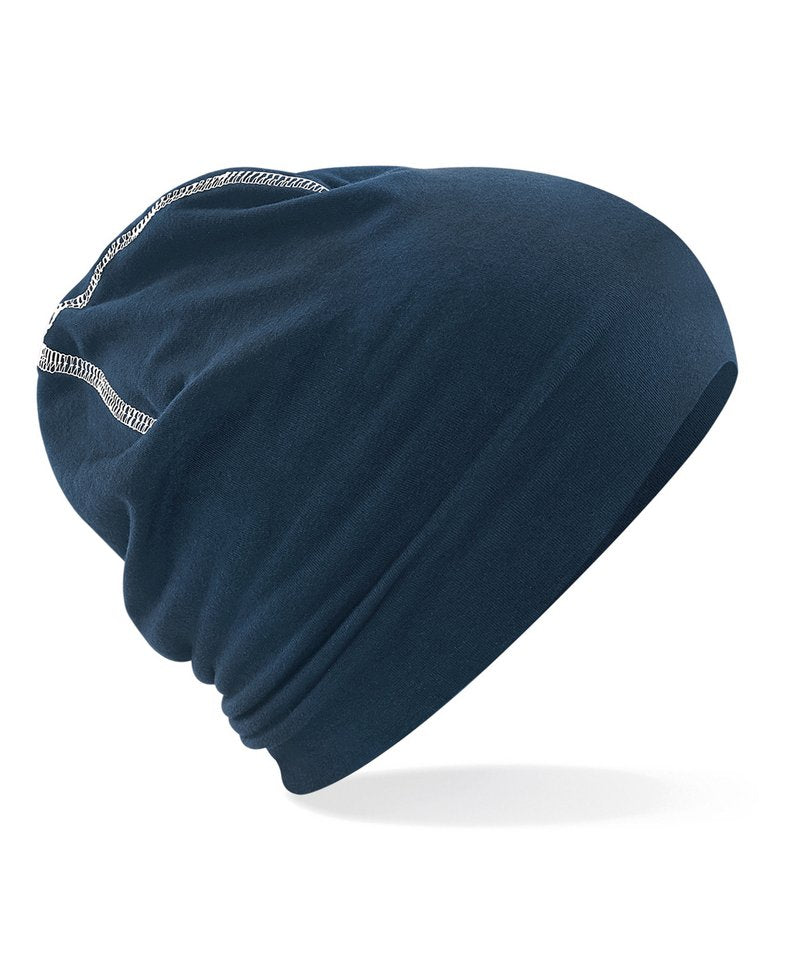 Hemsedal Cotton Beanie - B366 - French Navy White O S - Customisable Beanies