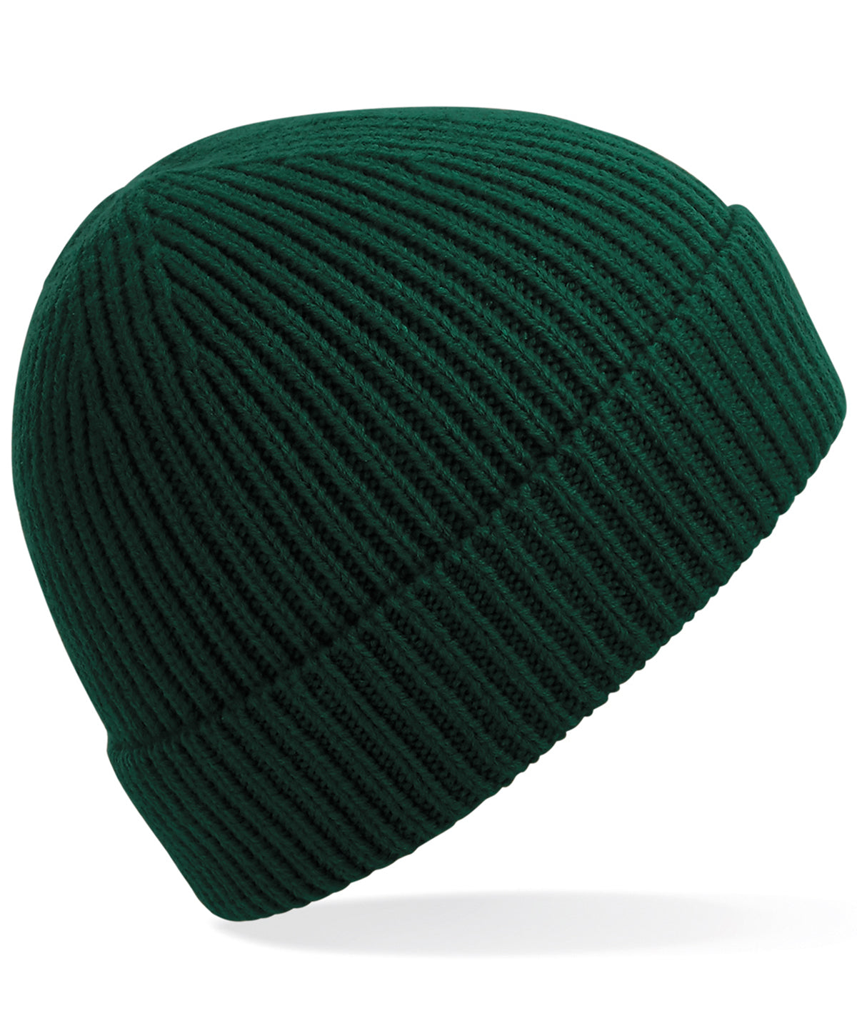 Engineered Knit Ribbed Beanie - B380 - Bottle Green O S - Customisable Beanies