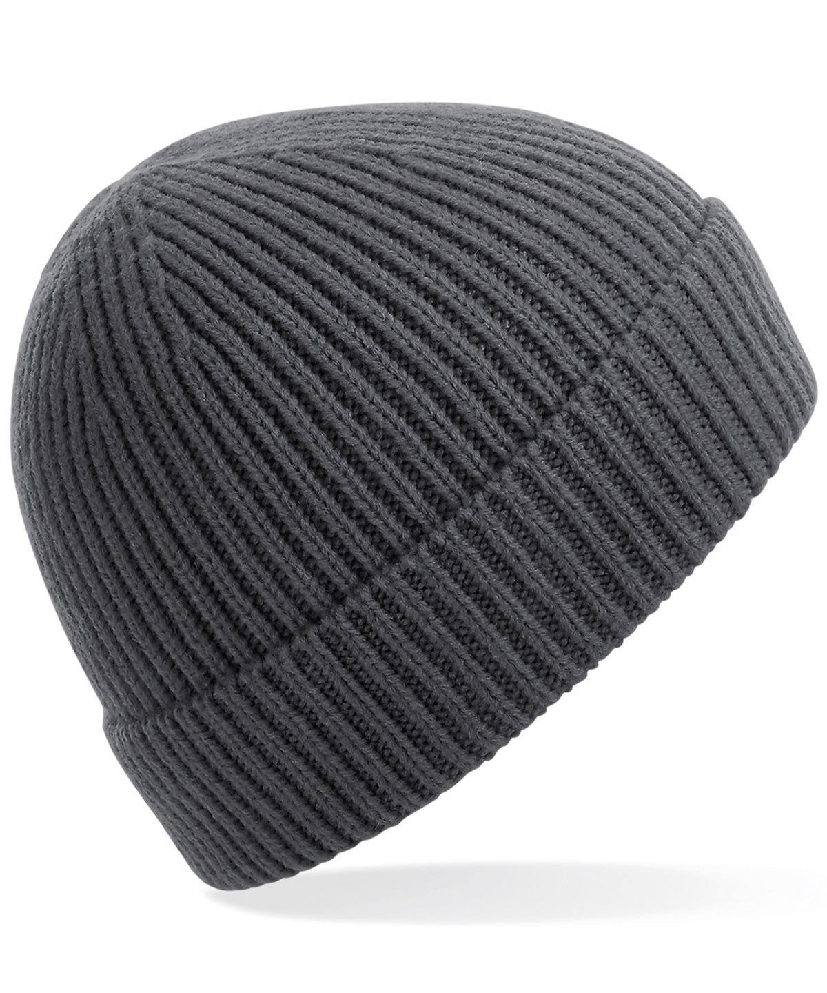 Engineered Knit Ribbed Beanie - B380 - Graphite O S - Customisable Beanies