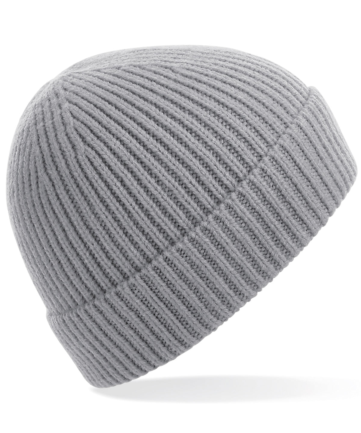 Engineered Knit Ribbed Beanie - B380 - Light Grey O S - Customisable Beanies
