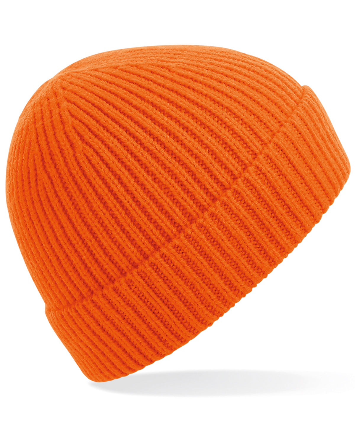Engineered Knit Ribbed Beanie - B380 - Orange O S - Customisable Beanies