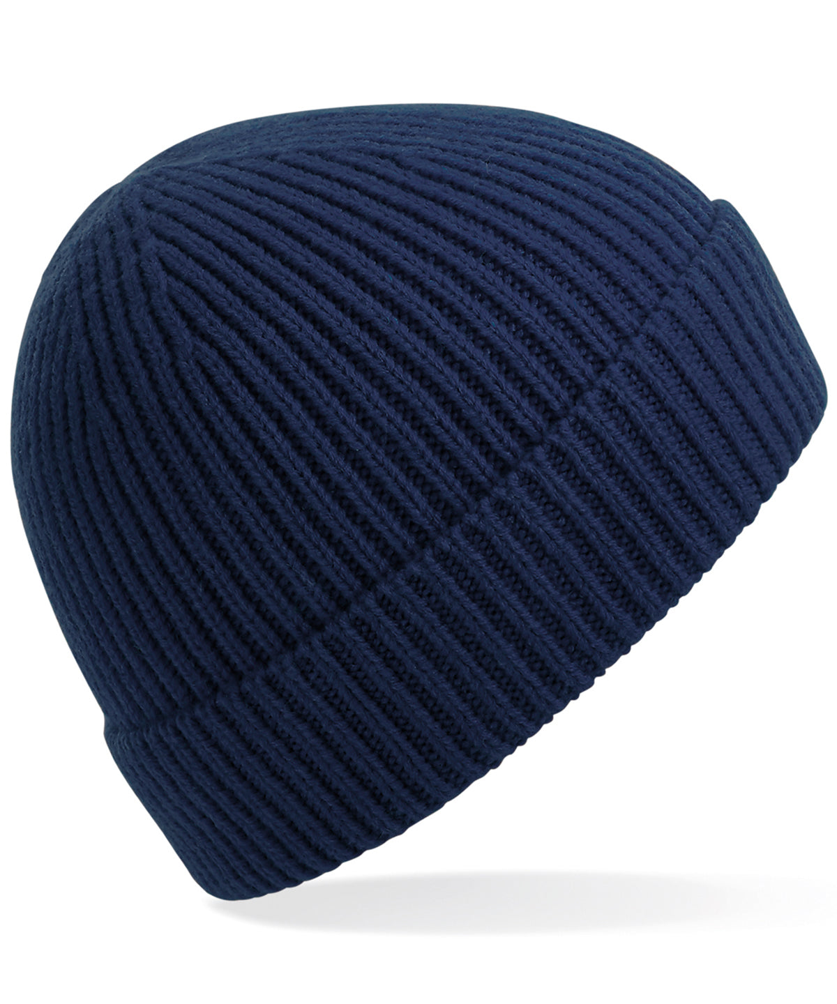 Engineered Knit Ribbed Beanie - B380 - Oxford Navy O S - Customisable Beanies